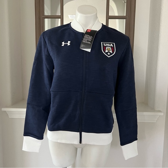 Under Armour Team USA ZipFront Sweatshirt Bomber Jacket Patriotic Size S NWT - Picture 8 of 16